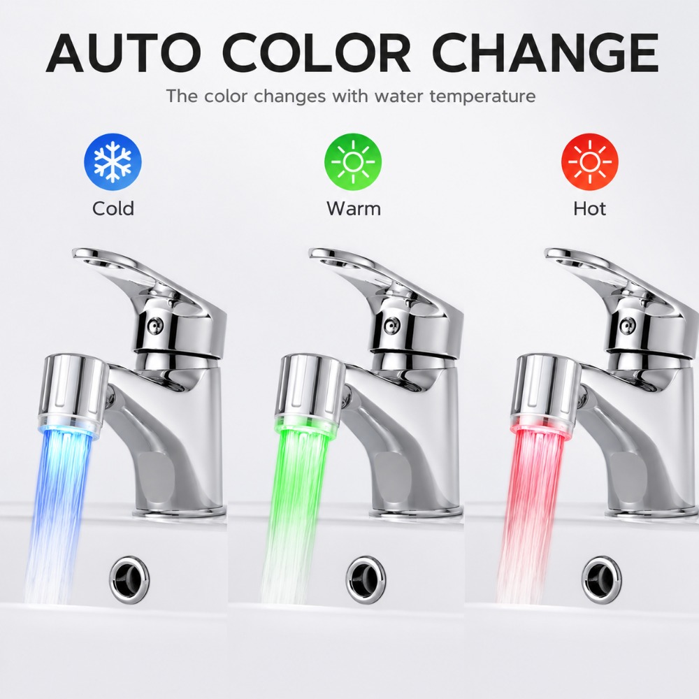 Kitchen Appliances Offers - 1/5 Stück LED-Wasserhahnaufsatz mit automatischem 3-Farben-Wechsel,