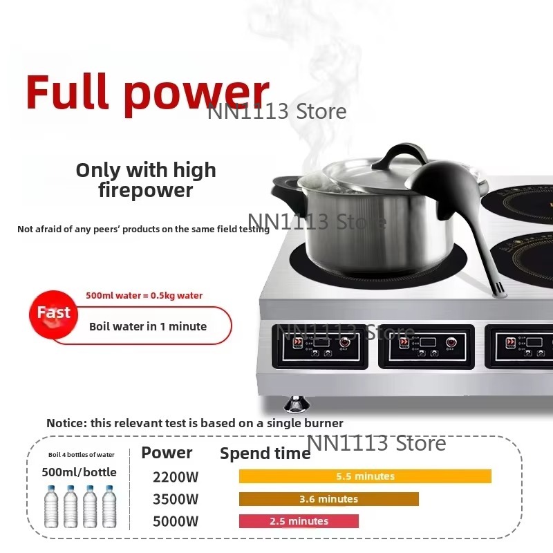 Wok Electric Flat - Kommerzieller Hochleistungs-Induktionsherd, elektrischer Touch-Konkav-Bratherd, flache Wok-Tischkombination