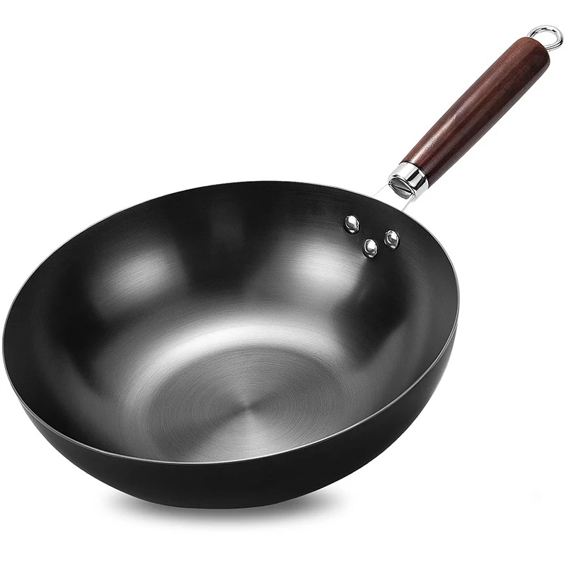 Wok Electric Flat - Flachboden-Wokpfanne 32cm, Eisenpfanne zum Braten, Antihaft-Kochpfanne